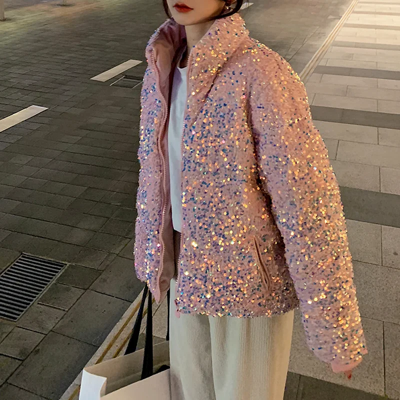 Korean Sequins Fashion Pink Jackets Winter 90%White Duck Down Coat Female Down Jacket Women Clothing Vintage Short Outerwear
Korean Sequins Fashion Pink Jackets Winter 90%White Duck Down Coat Female Down Jacket Women Clothing Vintage Short Outerwear