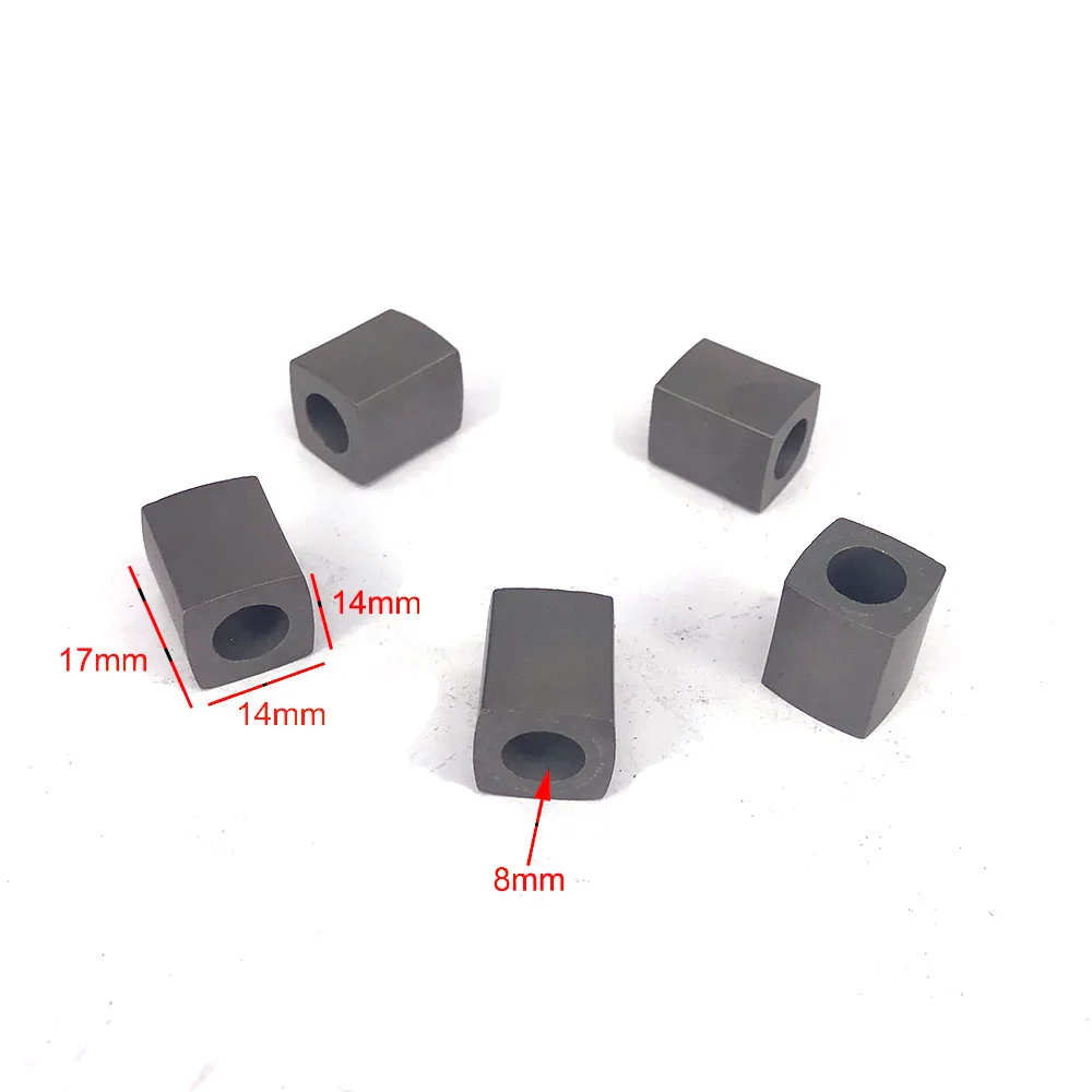 

YG8 Tungsten Carbide Power Feed Contact Conductive Block W14*L14*H17*Hole8mm for EDM Wire Cutting Machine