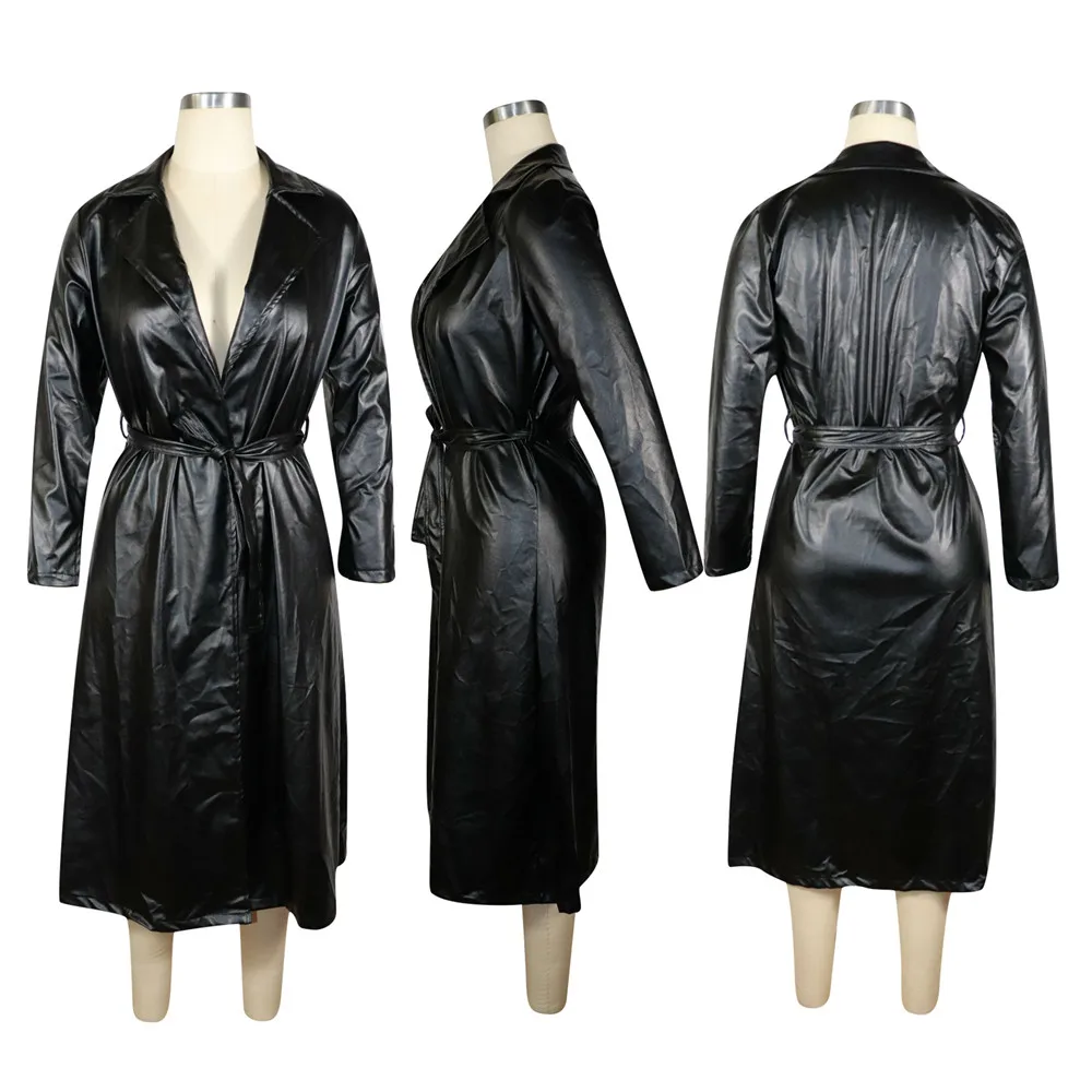 Wjustforu PU Leather Long Trench Coat Women With Belt Fashion Oversized Outwear Female 2020 High Quality Elegant Winter Clothes
Wjustforu PU Leather Long Trench Coat Women With Belt Fashion Oversized Outwear Female 2020 High Quality Elegant Winter Clothes