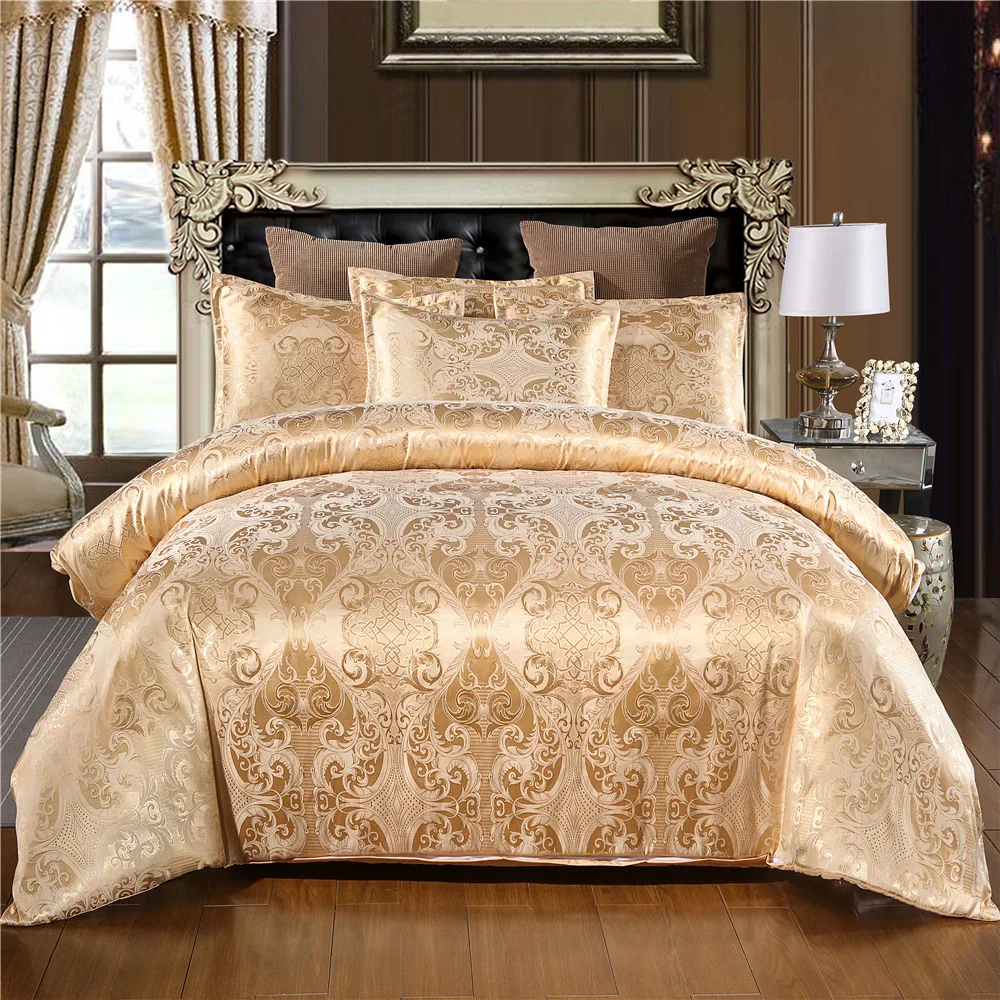 Spinning European Style Satin Jacquard Bedding Set, Quilt Cover and Pillowcase Cotton High-end Wedding Bedding Set Satin Fabric
Spinning European Style Satin Jacquard Bedding Set, Quilt Cover and Pillowcase Cotton High-end Wedding Bedding Set Satin Fabric