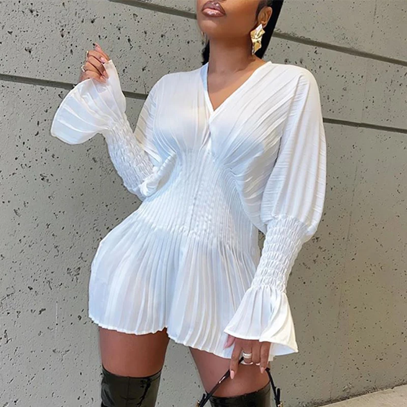 Fashion Women Sleeve Casual Short Dress Spring Summer V-Neck Mini Party Dress Long Flare 
Fashion Women Sleeve Casual Short Dress Spring Summer V-Neck Mini Party Dress Long Flare
