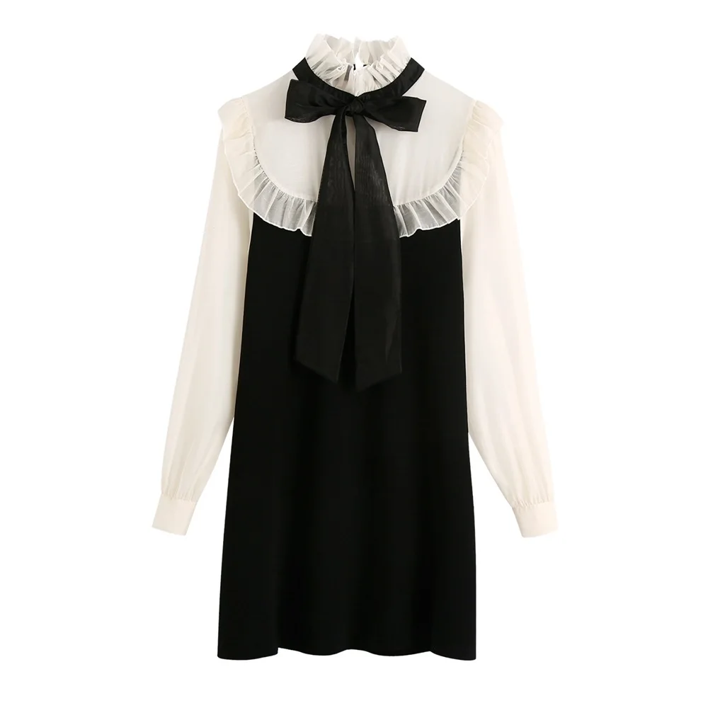 Patchwork Knitted Mini Dress Vintage High Collar Long Sleeve Female Dresses Women 2021 Fashion with Tied Organza
Patchwork Knitted Mini Dress Vintage High Collar Long Sleeve Female Dresses Women 2021 Fashion with Tied Organza