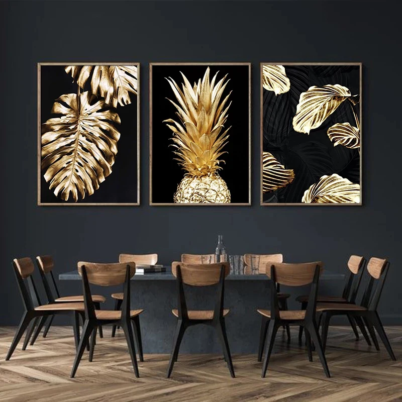 Abstract Wall Pictures Golden Plant Leaf Nordic Black Wall Art Modern Canvas Painting Anime Decor Poster Prints Home Room Decor 
Abstract Wall Pictures Golden Plant Leaf Nordic Black Wall Art Modern Canvas Painting Anime Decor Poster Prints Home Room Decor