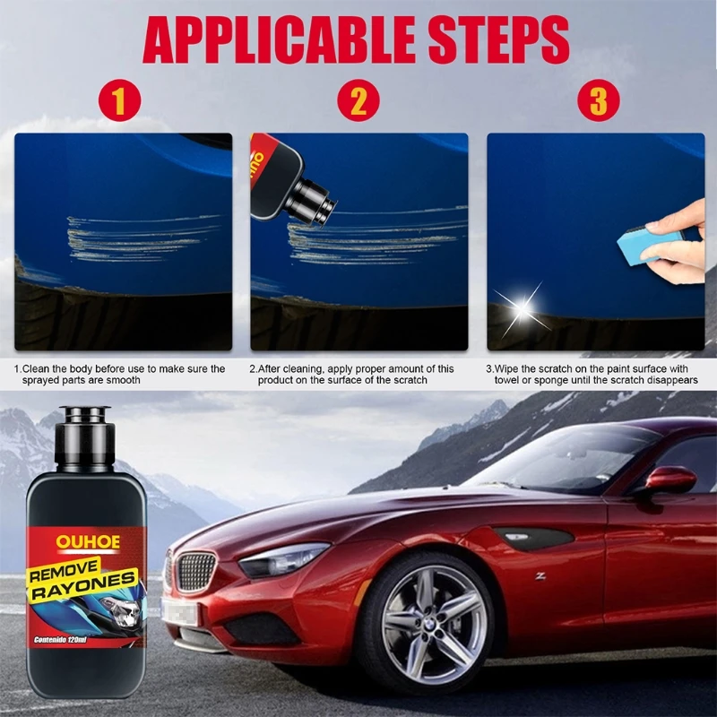 Car Paint Scratch Remover Repair Agent Scratches Polishing Removes Swirl Marks Nail Lines with Sponge 30/120ml F19B 
Car Paint Scratch Remover Repair Agent Scratches Polishing Removes Swirl Marks Nail Lines with Sponge 30/120ml F19B