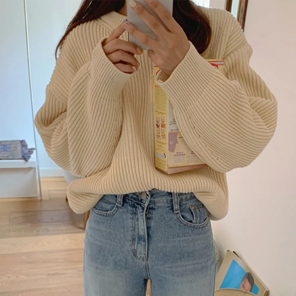 Vintage Long Sleeve O-Neck Sweaters Woman Oversized Loose Pullovers Thicken Knitted Jumpers Top Pull Femme
Vintage Long Sleeve O-Neck Sweaters Woman Oversized Loose Pullovers Thicken Knitted Jumpers Top Pull Femme