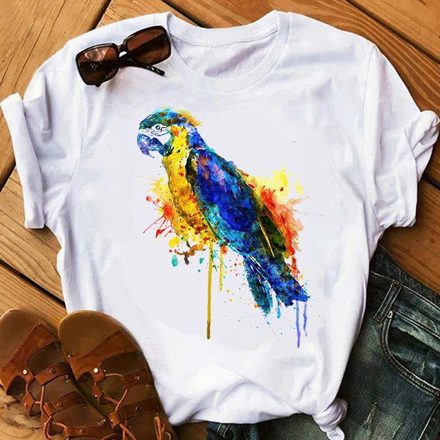 Women T-Shirt 2021 Parrot Print Aesthetic Painting Short Sleeve t-shirt Harajuku Vintage Summer Oversized T-shirt Female clothes
Women T-Shirt 2021 Parrot Print Aesthetic Painting Short Sleeve t-shirt Harajuku Vintage Summer Oversized T-shirt Female clothes