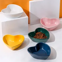 Ceramic Heart Shape Cat Dog Bowl Pet Feeding Water Bowl Cat Puppy Feeder Product Supplies Pet Food and Water Bowls for Dogs