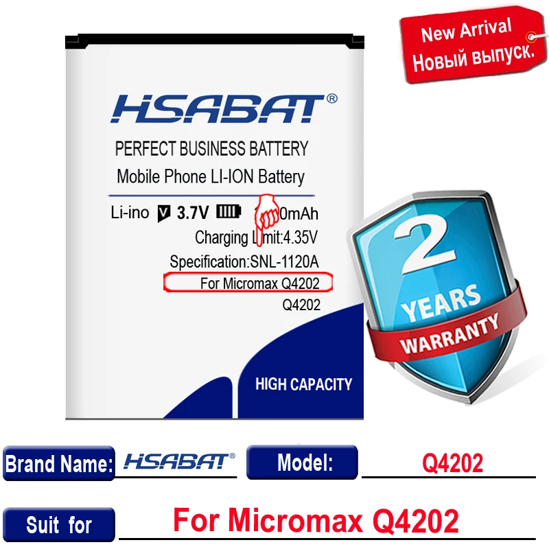 HSABAT 0 цикл 2300 мАч аккумулятор для Micromax Q4202 высокое качество Мобильный телефон |