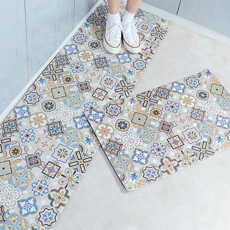 

Waterproof PVC Kitchen Mat Home Entrance Door Anti-skid Bathroom Mat Oil-proof Kitchen Rug Floor Kitchen Carpet Dirt-Resistant