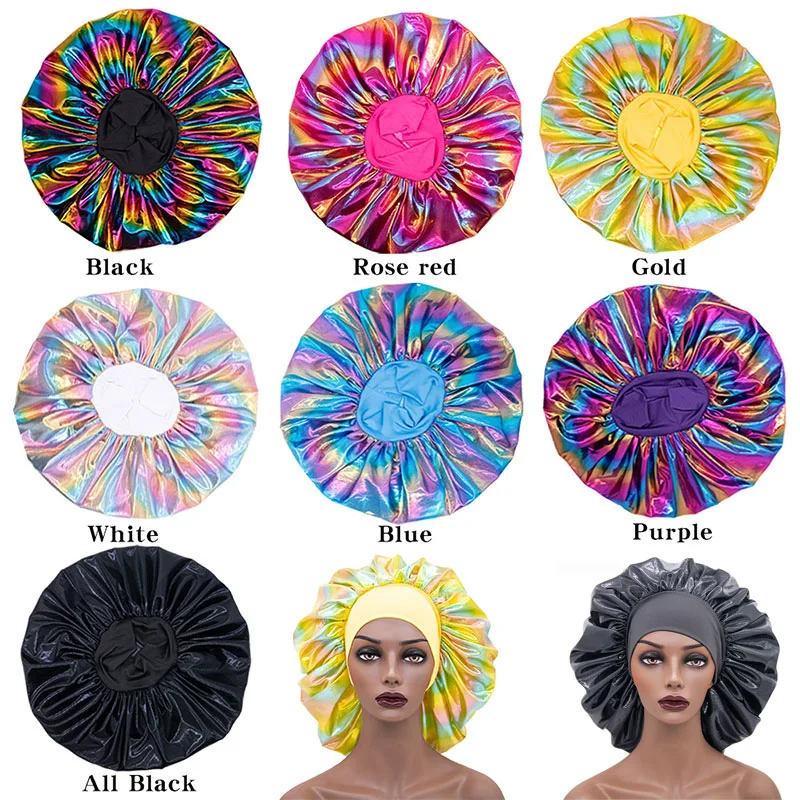 Women Laser Satin Cap Wide Band Cap Female Bonnet Nightcap Round Hat Colorful Protect Chemo Caps Fashion Hair Accessories
Women Laser Satin Cap Wide Band Cap Female Bonnet Nightcap Round Hat Colorful Protect Chemo Caps Fashion Hair Accessories