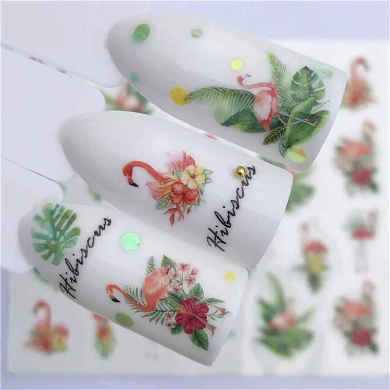 Переводные наклейки для ногтевого дизайна с цветами полностью Обертывающие