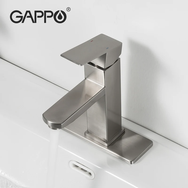 

Смеситель для ванной GAPPO, квадратный кран «Водопад» из нержавеющей стали, с широким носиком, для горячей и холодной воды