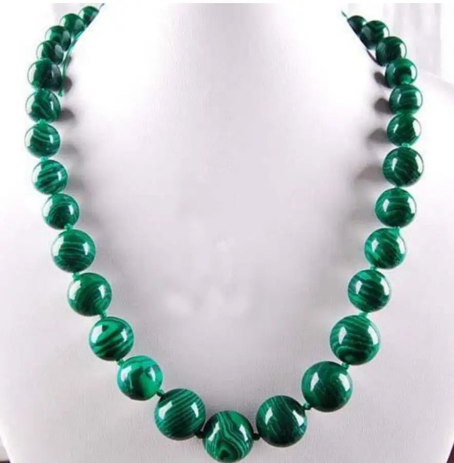 

6-14mm Green Gorgouese Malachite Gem Round Beads Necklace 18"