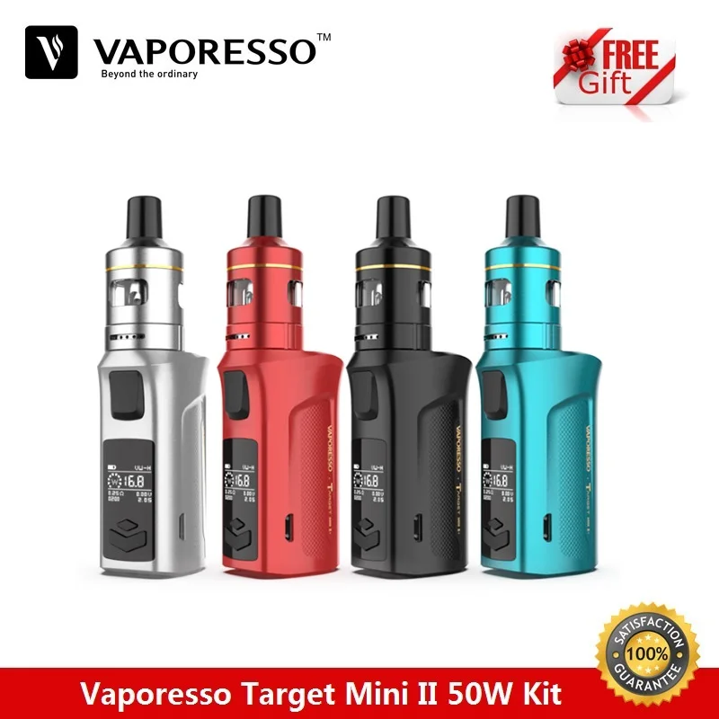 В наличии Vaporesso Target Mini II Kit 50 Вт TC Box Mod с 2 мл VM Vape Tank испарителем EUC ccelll Coil Meshed набор