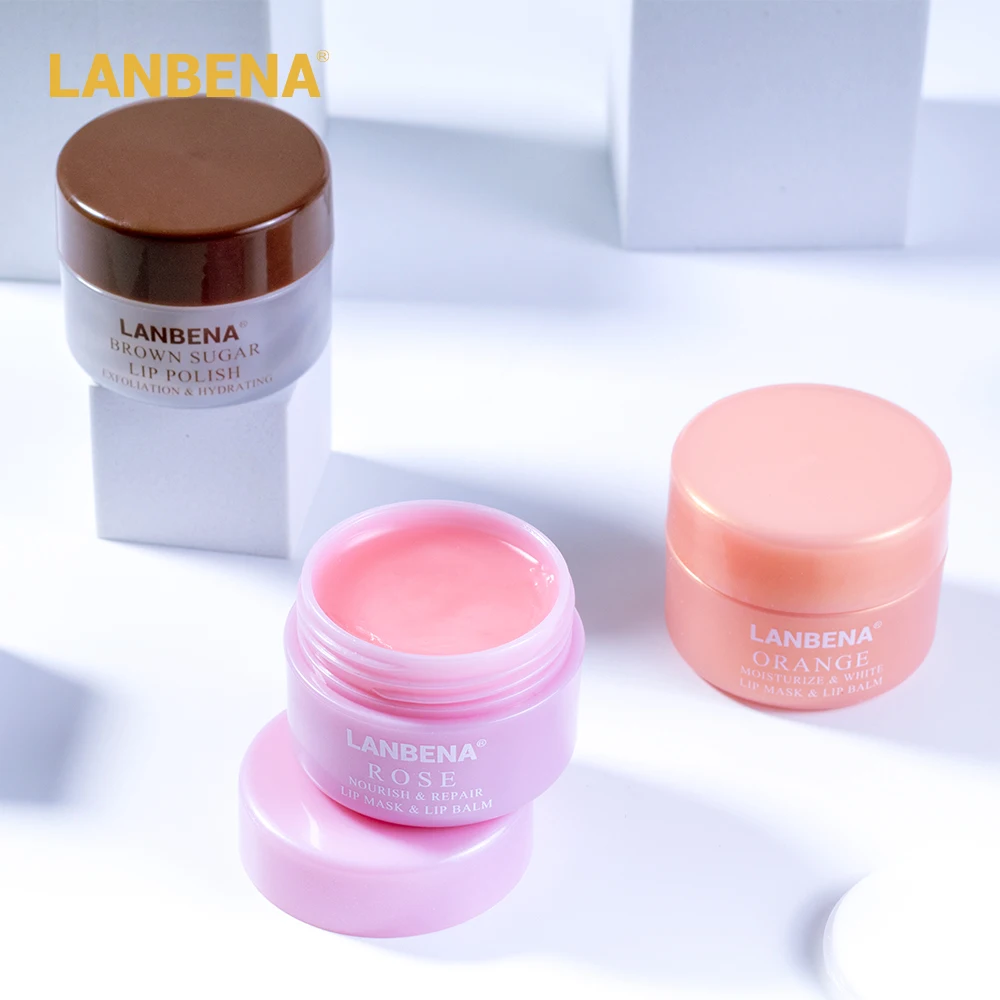 

LANBENA Lip Scrub Lipstick Mask Sleeping Balm Plumper Exfoliator Moisturizing Nourish Repair Fine Lines Labial Care