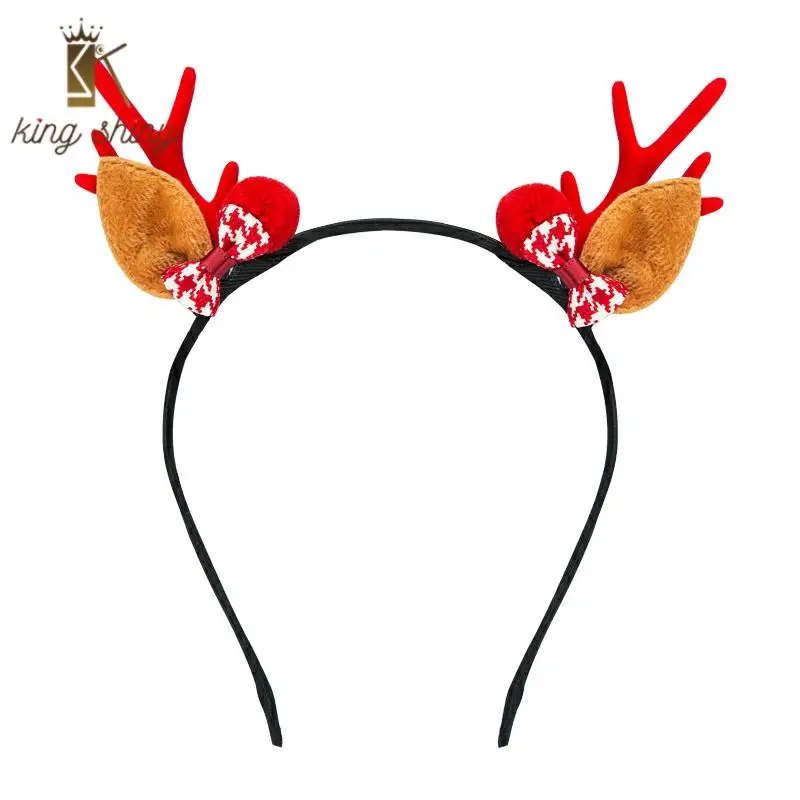 

Lovely Santa Elk Antlers Christmas Headband for Woman Elegant Artificial Reindeer Horn Xmas Decoration Hairband Chirstmas Gifts