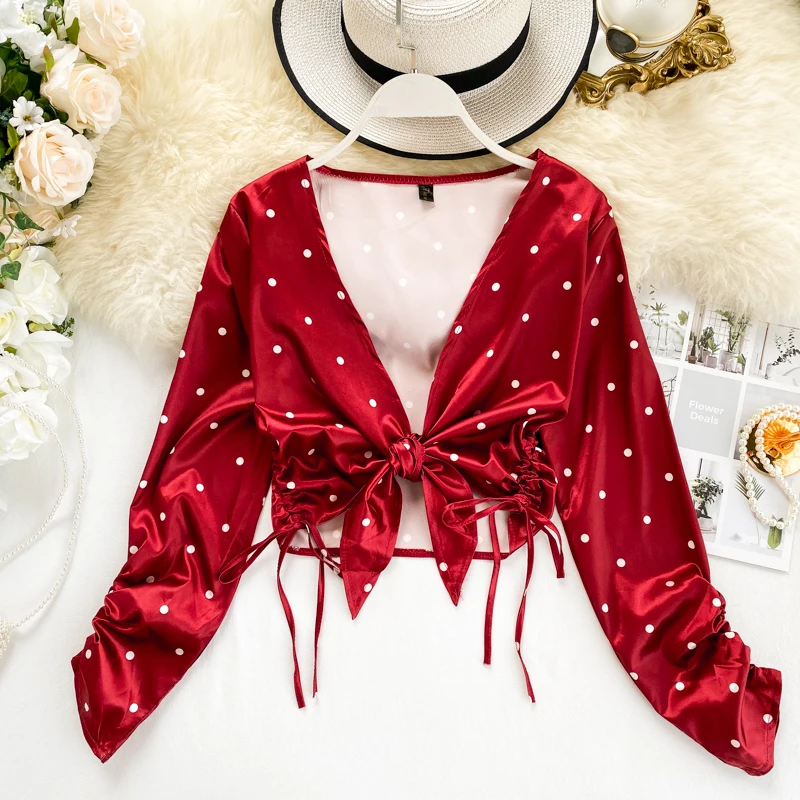 MUMUZI/Новинка, Женская Сексуальная атласная блузка с глубоким v-образным вырезом, блузка с длинными рукавами, модная бандажная блузка на шнуро...
MUMUZI/Новинка, Женская Сексуальная атласная блузка с глубоким v-образным вырезом, блузка с длинными рукавами, модная бандажная блузка на шнуро...