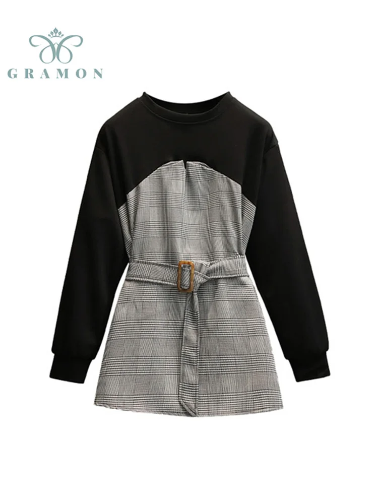 Mini Dresses For Women Plus Size Spring Autumn Fashion Plaid Long Sleeve Spliced A Line Short Dress Streetwear Ladies Vestidos
Mini Dresses For Women Plus Size Spring Autumn Fashion Plaid Long Sleeve Spliced A Line Short Dress Streetwear Ladies Vestidos