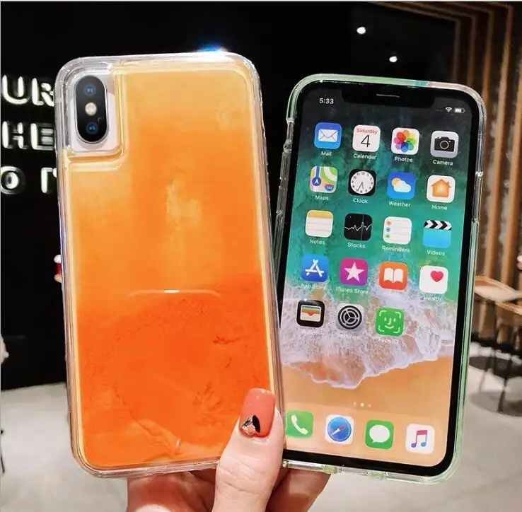 Светящийся неоновый песок жидкий защитный чехол для Xiaomi Redmi Note 7 Pro Блестящий