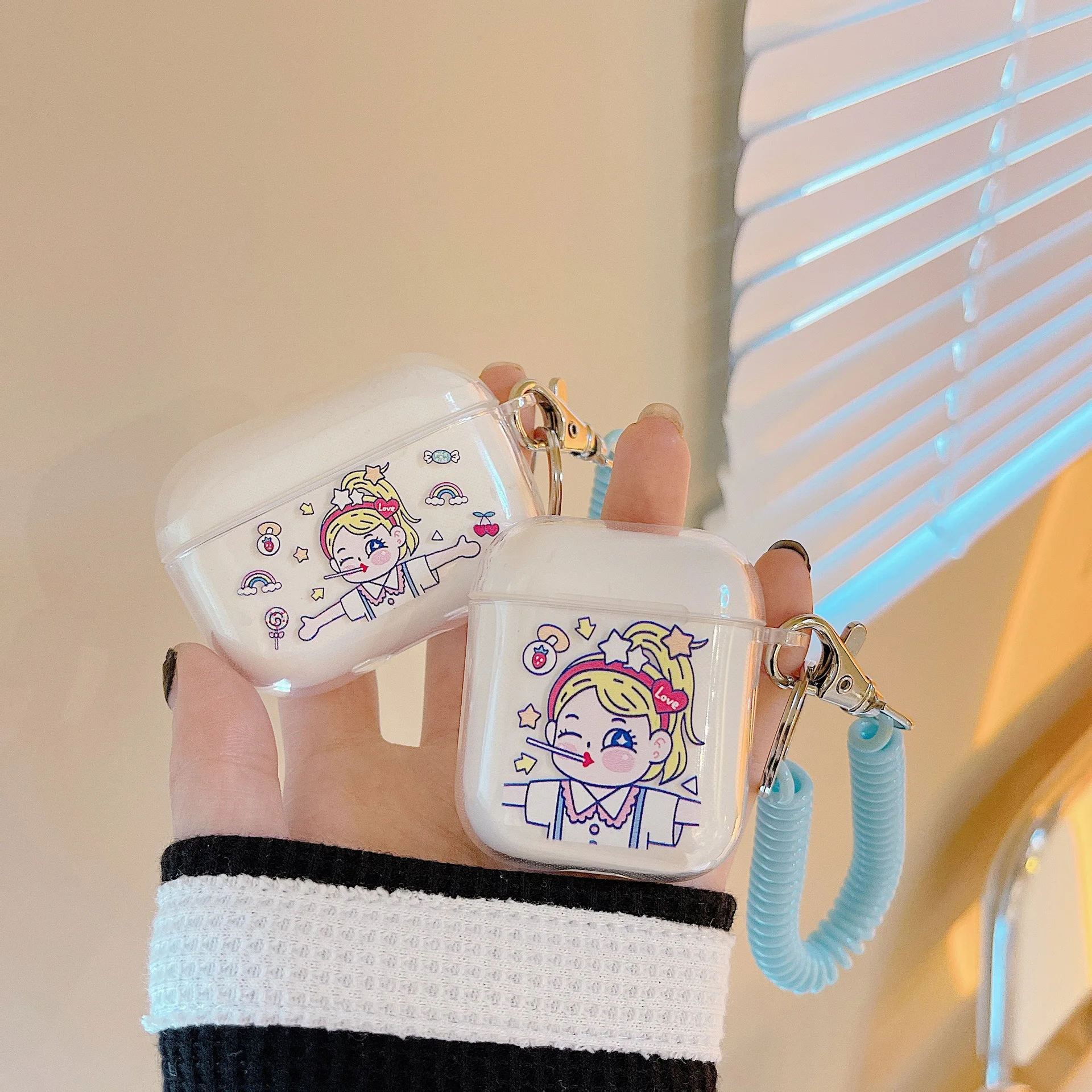 For AirPods Case Cute Wink Girl Soft TPU Transparent Earphone Case For AirPods 2 3 AirPods Pro Earphones Cover with Lanyard
For AirPods Case Cute Wink Girl Soft TPU Transparent Earphone Case For AirPods 2 3 AirPods Pro Earphones Cover with Lanyard
