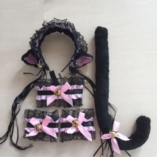 New Women Cat Maid Cosplay Neko Costume Plush Lace Ears Headbands Tail Halloween 4PCS/Set
New Women Cat Maid Cosplay Neko Costume Plush Lace Ears Headbands Tail Halloween 4PCS/Set