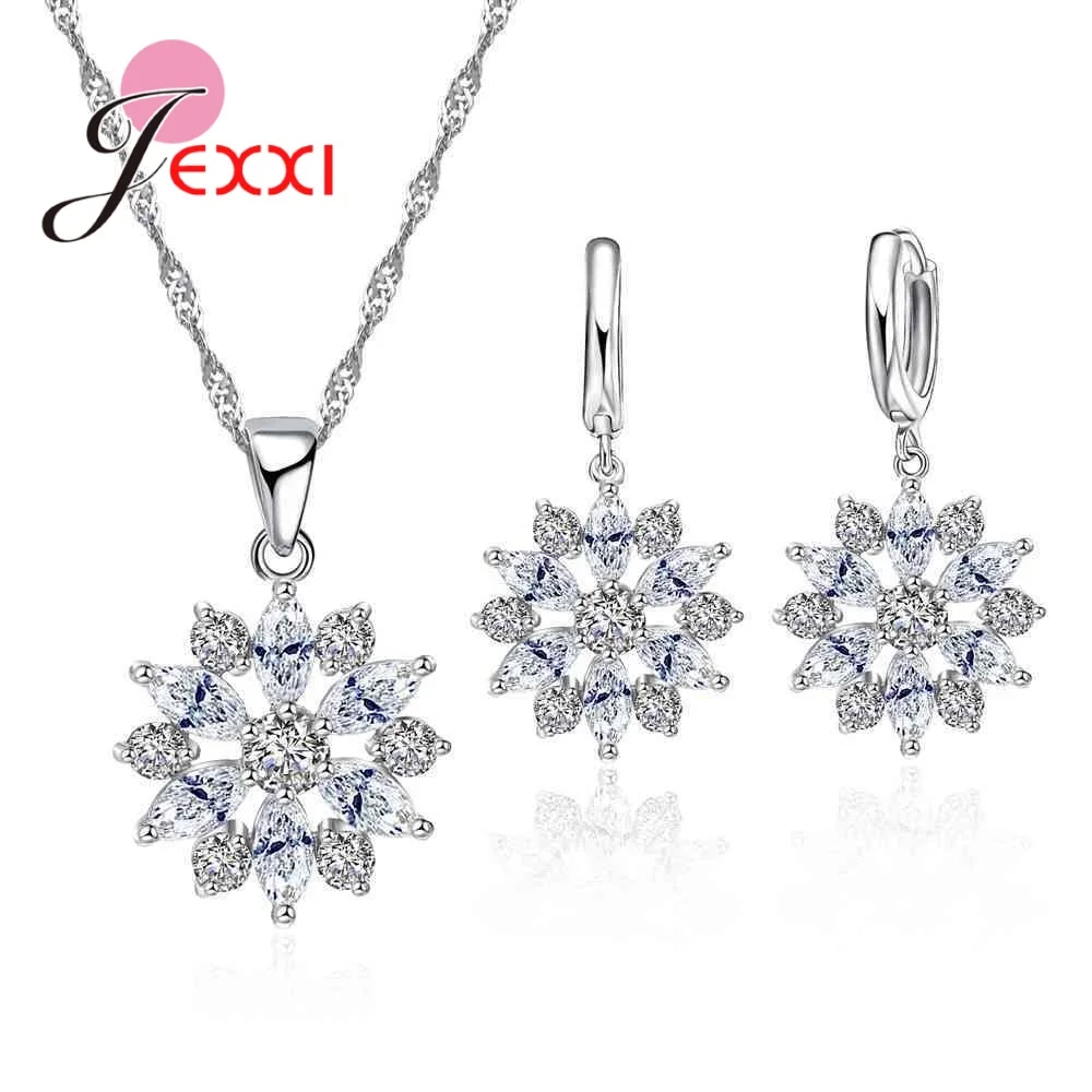 Luxury Flower Bridal Jewelry Sets 925 Sterling Silver Pendant Necklace Hoop Earrings For Women Wedding Engagement Jewelry
Luxury Flower Bridal Jewelry Sets 925 Sterling Silver Pendant Necklace Hoop Earrings For Women Wedding Engagement Jewelry