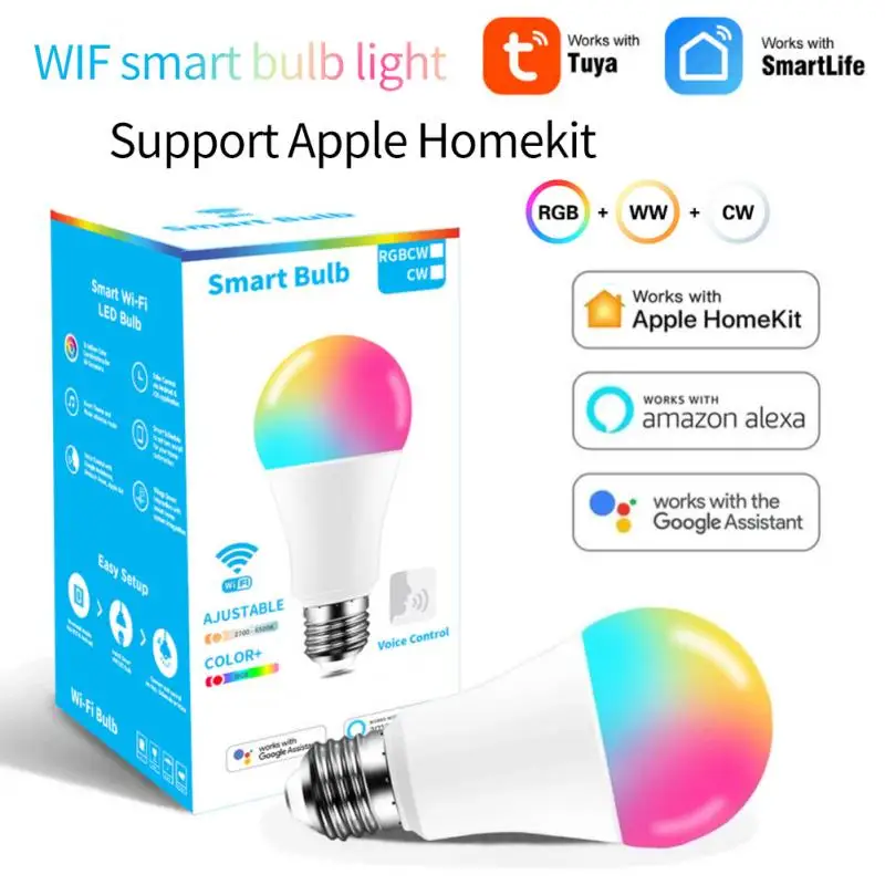 Tuya WiFi Smart Light Bulb E27/E26/B22 RGB+CW 9W Energy Saving Dimming LED Bulb Work With Smart Life Alexa Google Home Homekit
Tuya WiFi Smart Light Bulb E27/E26/B22 RGB+CW 9W Energy Saving Dimming LED Bulb Work With Smart Life Alexa Google Home Homekit