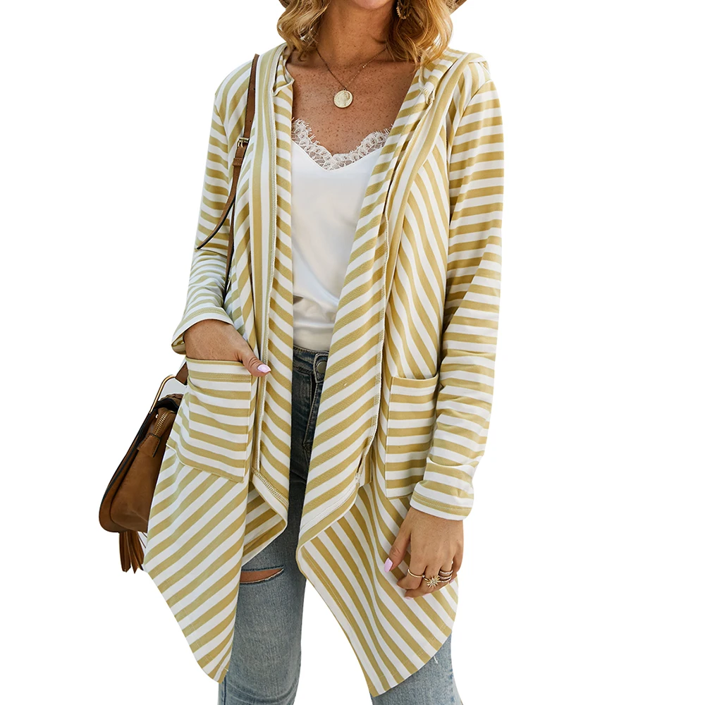 Women's Cardigan Striped Irregular Hooded Cardigan Casual Open Front Long Sleeve Shirt Tops with Pockets
Women's Cardigan Striped Irregular Hooded Cardigan Casual Open Front Long Sleeve Shirt Tops with Pockets