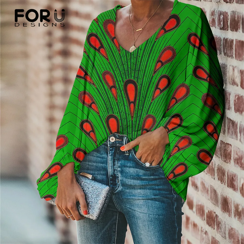 FORUDESIGNS Green Tops for Women Afro Dashiki 3D Printed Women Spring/Autumn Fashion Plus Size Blouses Femme Sexy V-neck Shirts
FORUDESIGNS Green Tops for Women Afro Dashiki 3D Printed Women Spring/Autumn Fashion Plus Size Blouses Femme Sexy V-neck Shirts