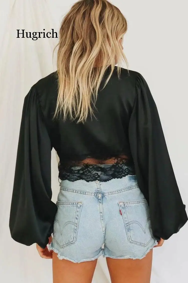 2021 Women Summer Lace Hollow Out Satin Silk Patchwork Button Deep V Neck Top Long Sleeve Sexy Shirts Blouse Tops
2021 Women Summer Lace Hollow Out Satin Silk Patchwork Button Deep V Neck Top Long Sleeve Sexy Shirts Blouse Tops