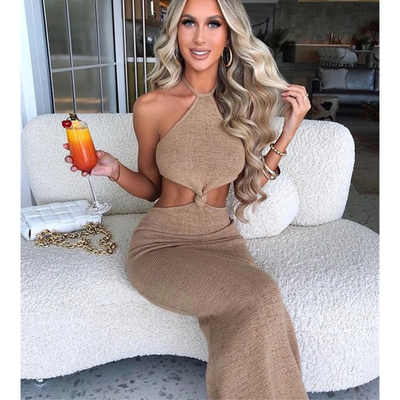 2021 Summer Temperament Elegant Slim Bodycon Midi Long Dresses Halter neck sleeveless Knitted Sexy Dress Women Backless
2021 Summer Temperament Elegant Slim Bodycon Midi Long Dresses Halter neck sleeveless Knitted Sexy Dress Women Backless