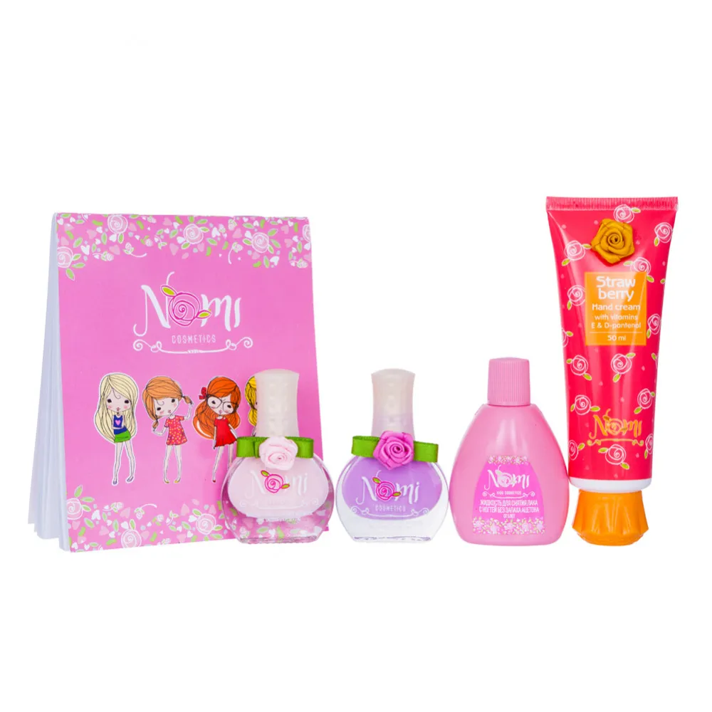Beauty Fashion Toys NOMI #572 4650065881647 Gift Set of children's cosmetics girls kids Pink mood Nail polishes Children's hand cream tubers