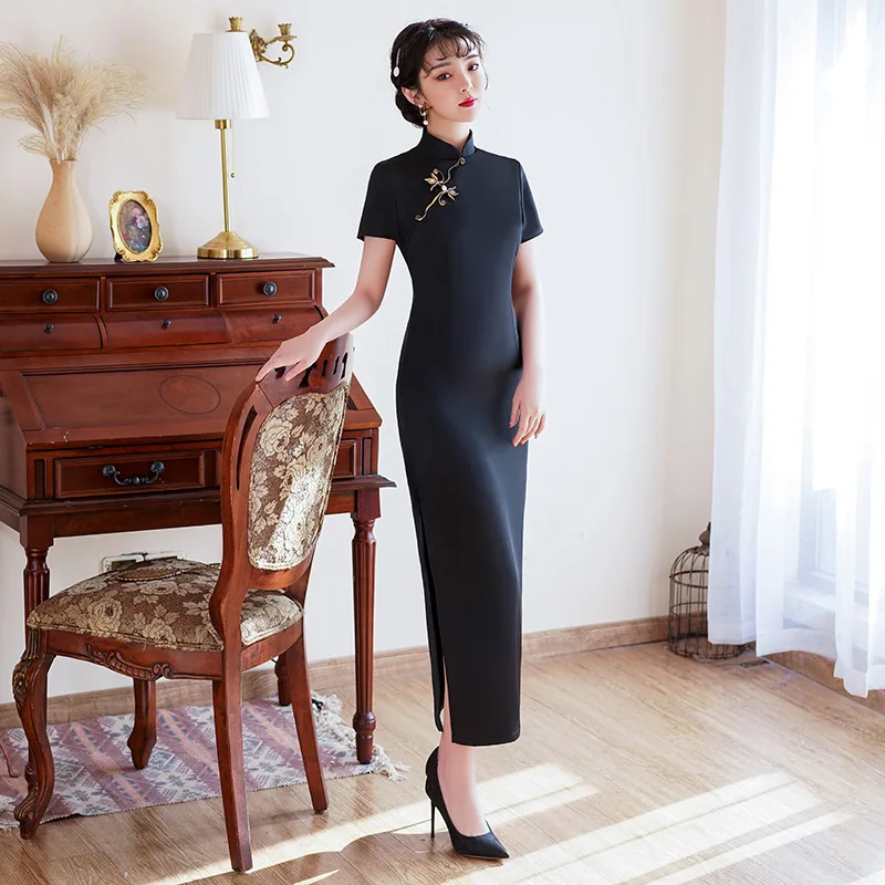 Black Long Tight Chinese Traditional Dress Sexy Vintage Button Qipao Slim Evenning Party Cheongsam Classic Oversize Vestidos 4XL
Black Long Tight Chinese Traditional Dress Sexy Vintage Button Qipao Slim Evenning Party Cheongsam Classic Oversize Vestidos 4XL