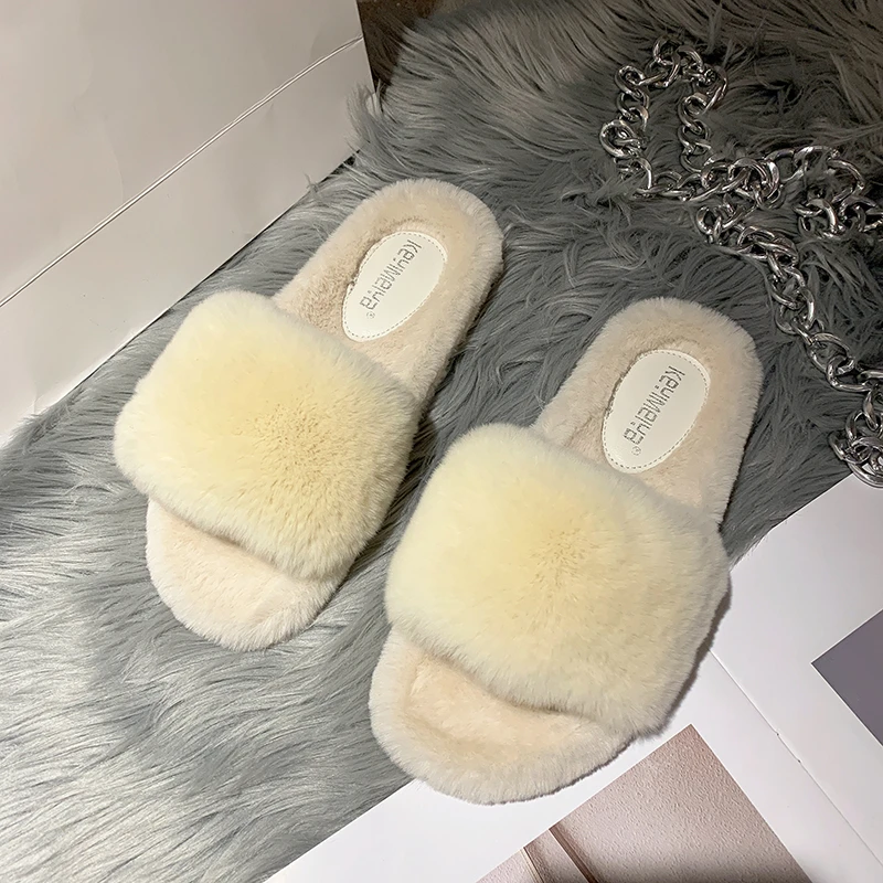 SYNXDN Real Rabbit Fur Flat Women Slides Plush Cute Home Slippers Comfortable Autumn Winter Flip Flops
SYNXDN Real Rabbit Fur Flat Women Slides Plush Cute Home Slippers Comfortable Autumn Winter Flip Flops