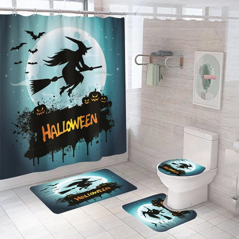 Gray Black Halloween Bathroom Curtain Pumpkin Broom Witch Fabric Shower Curtain Anti-skid Bath Rugs Carpet Toilet Lid Cover Mat
Gray Black Halloween Bathroom Curtain Pumpkin Broom Witch Fabric Shower Curtain Anti-skid Bath Rugs Carpet Toilet Lid Cover Mat