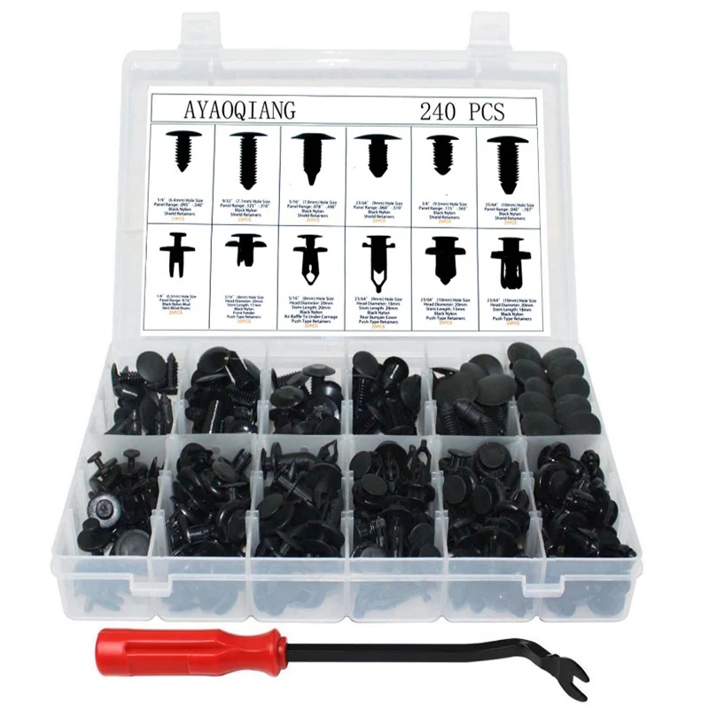 240 Pieces Kit Various General Car Fasteners Mixed Auto Bumper Clips Body Push Pin Rivet Door Trim Panel Retainer Universal
240 Pieces Kit Various General Car Fasteners Mixed Auto Bumper Clips Body Push Pin Rivet Door Trim Panel Retainer Universal