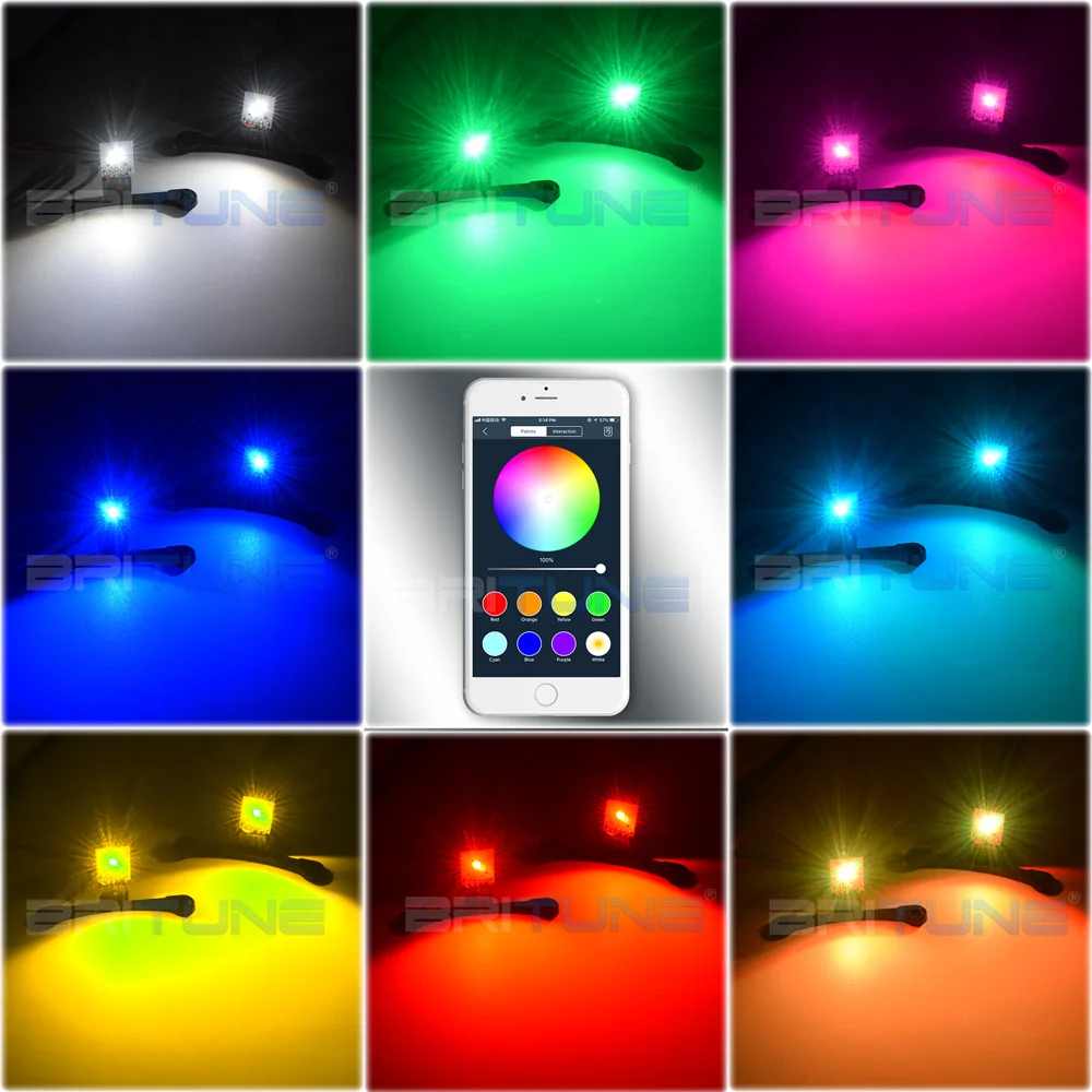 Многоцветные светодиодные светильники RGB Demon Devil Eyes совместимые с Bluetooth APP Kit для 2 5