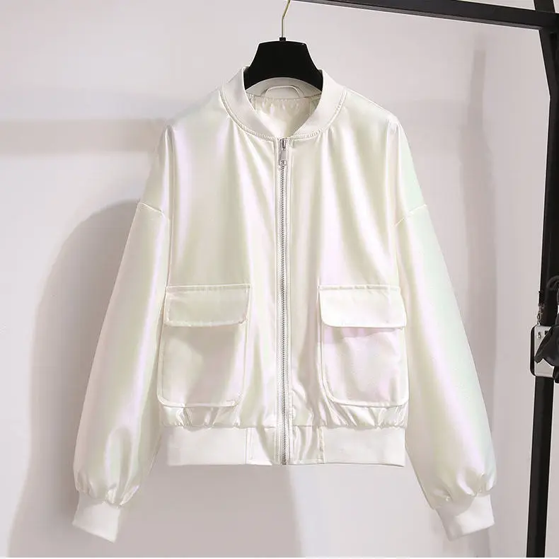 Pink Baseball Jacket Women's fashionable shiny short coat spring and autumn 2021 new thin jacket
Pink Baseball Jacket Women's fashionable shiny short coat spring and autumn 2021 new thin jacket