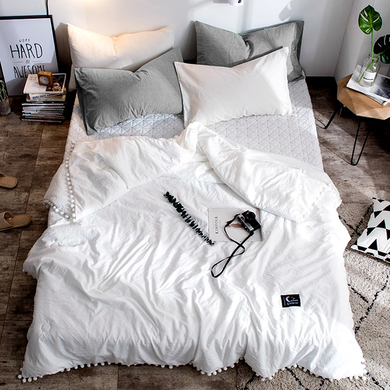 Summer Quilt Solid Color Air Condition Comforter with little white Pompons Thin Throw Blanket many colours bedding free #s
Summer Quilt Solid Color Air Condition Comforter with little white Pompons Thin Throw Blanket many colours bedding free #s