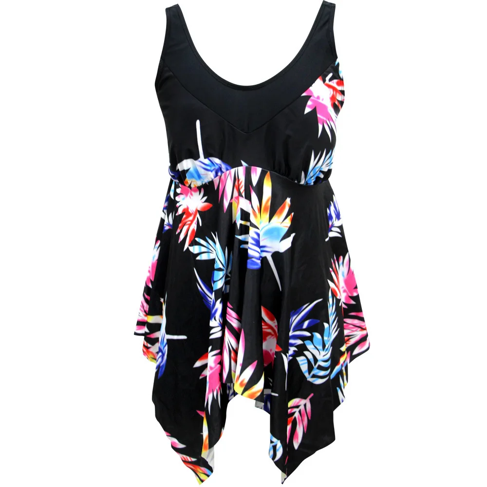Tankini Sets 2020 Summer Women Two Pieces Tummy Control Irregular Swimwear Retro Print Bathing Suits Push Up Swimsuits Plus Size | Спорт и