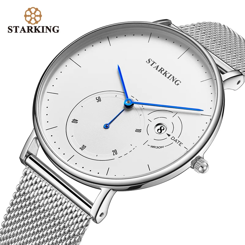 STARKING Simple Watches Men Steel Stainless Silver Mesh Band Watch Male Quartz Wristwatches With Auto Date Display Relogios 3ATM
STARKING Simple Watches Men Steel Stainless Silver Mesh Band Watch Male Quartz Wristwatches With Auto Date Display Relogios 3ATM