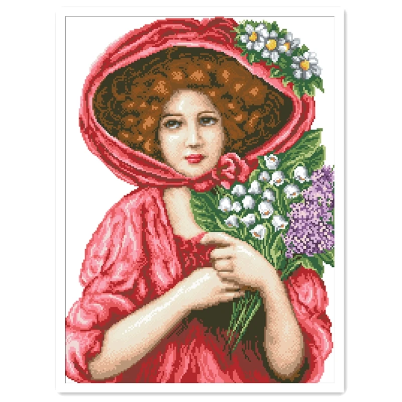Girl and flowers cross stitch kit woman red dress 18ct 14ct 11ct white fabric cotton thread embroidery DIY handmade needlework
Girl and flowers cross stitch kit woman red dress 18ct 14ct 11ct white fabric cotton thread embroidery DIY handmade needlework