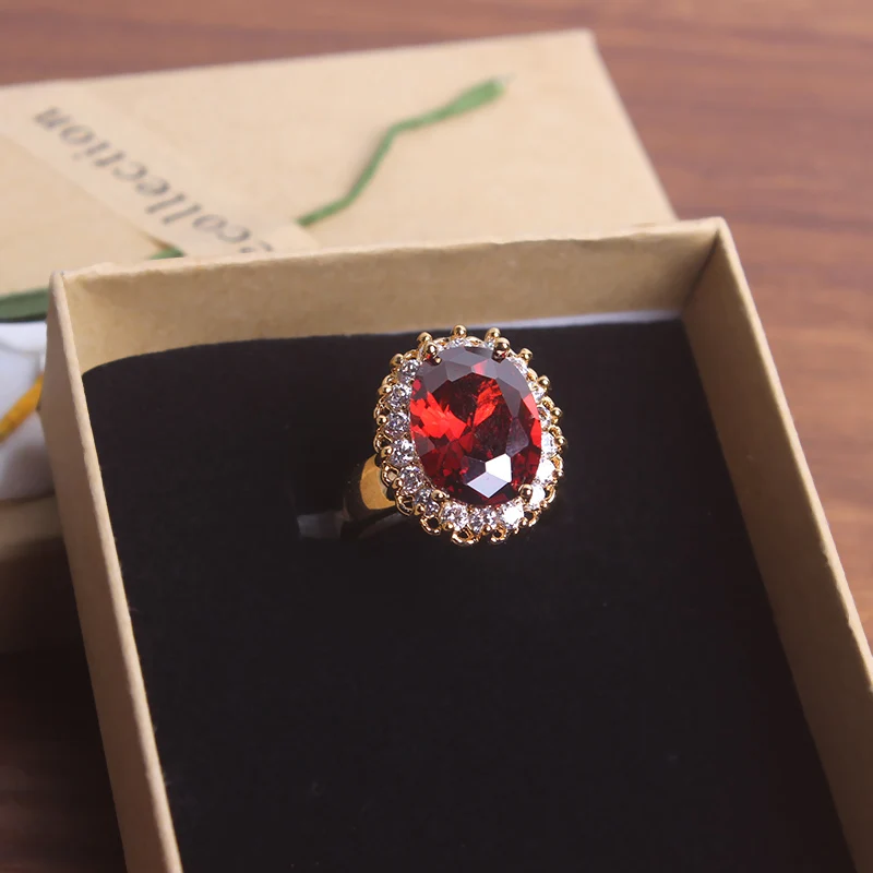 Ajojewel роскошное кольцо известные дизайнеры большой красный камень циркон кольца