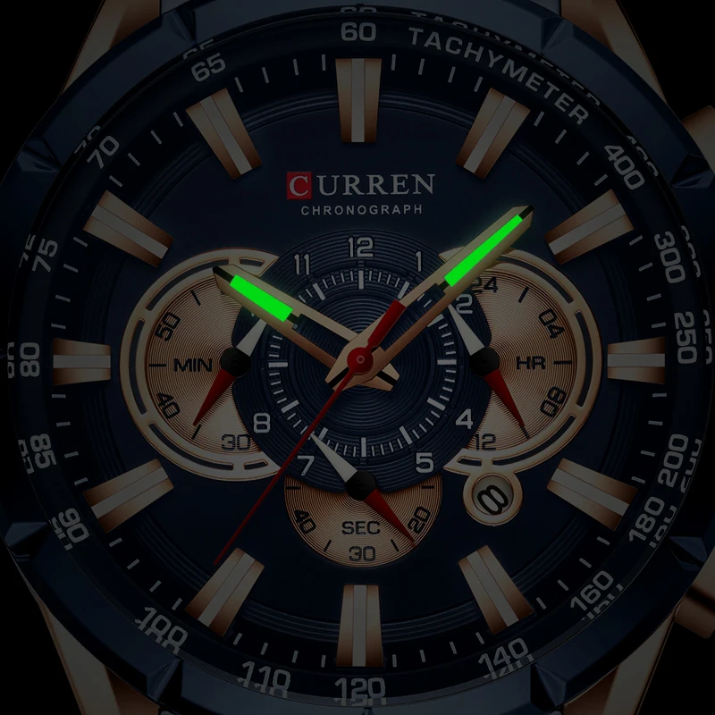 Curren Мужские часы Топ люксовый бренд большой циферблат синий кварцевые мужские