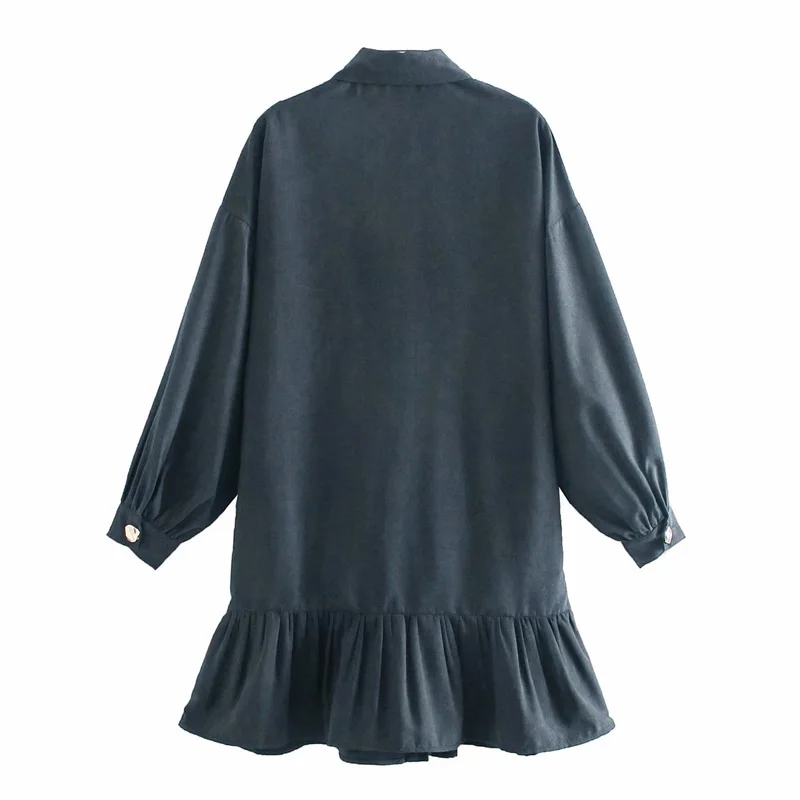 Spring and autumn women's casual solid color lapel long sleeve loose dress Vestidos
Spring and autumn women's casual solid color lapel long sleeve loose dress Vestidos