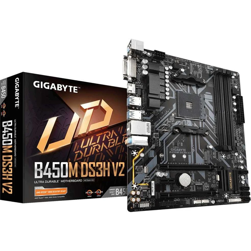 Материнская плата GIGABYTE B450M DS3H V2 SocketAM4 AMD B450 mATX Ret | Компьютеры и офис