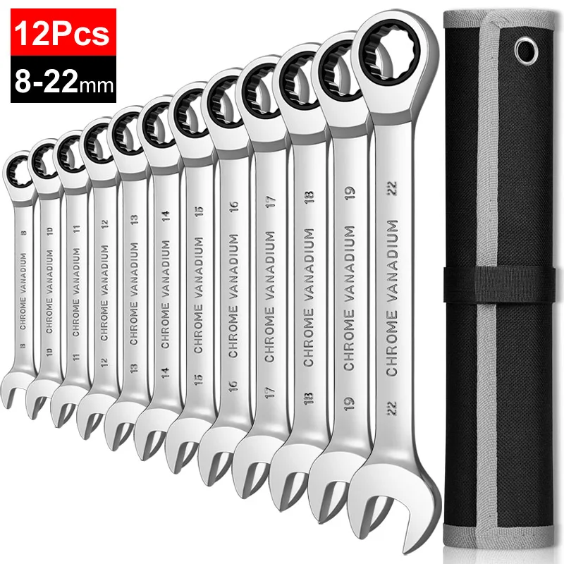 Ratcheting Combination Wrench Set,Metric Chrome Vanadium Steel Hand tool sets Universal Key Wrenches Spanner with Carrying Bag
Ratcheting Combination Wrench Set,Metric Chrome Vanadium Steel Hand tool sets Universal Key Wrenches Spanner with Carrying Bag