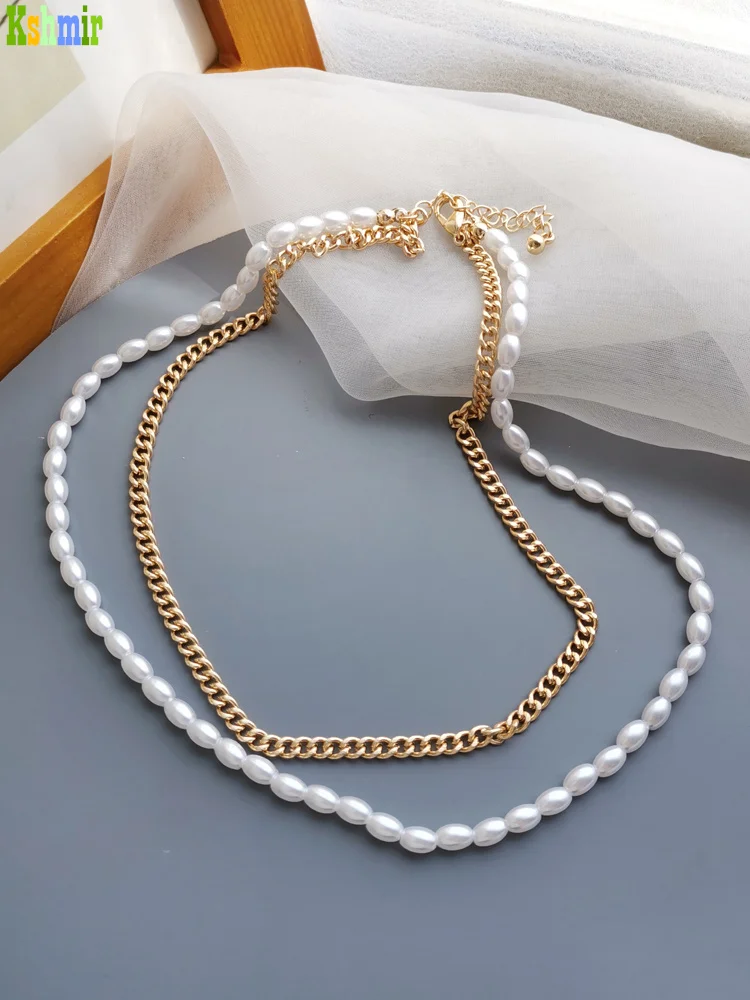 Kshmir Pearl necklace feminine simple chain collarbone chain fashion double golden trend metal choker jewelry gift 2021
Kshmir Pearl necklace feminine simple chain collarbone chain fashion double golden trend metal choker jewelry gift 2021