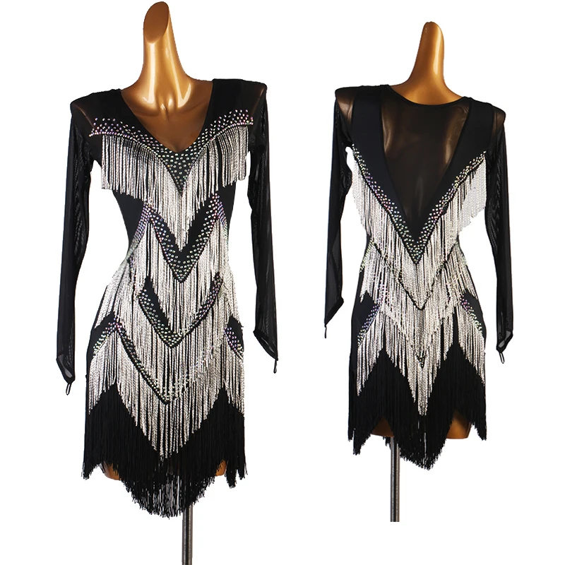 Latin Dance Clothes Long Sleeve Rhinestone Fringe Clothing Women Adult/Kds Latin Competition Dresses Rumba Tango Costume DQL5208
Latin Dance Clothes Long Sleeve Rhinestone Fringe Clothing Women Adult/Kds Latin Competition Dresses Rumba Tango Costume DQL5208