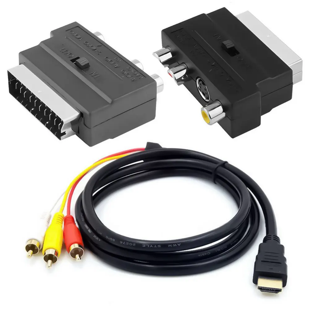 HDMI-compatible To 3Rca Scart Two-In-One Adapter Cable 1.5M Male S-Video To 3 Rca Av Audio Cable 3 Rca Phono Adapter Wholesale
HDMI-compatible To 3Rca Scart Two-In-One Adapter Cable 1.5M Male S-Video To 3 Rca Av Audio Cable 3 Rca Phono Adapter Wholesale